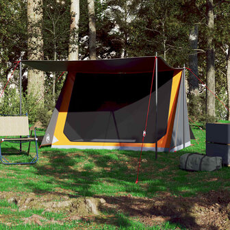 Tent 2-persoons waterdicht grijs en oranje 3