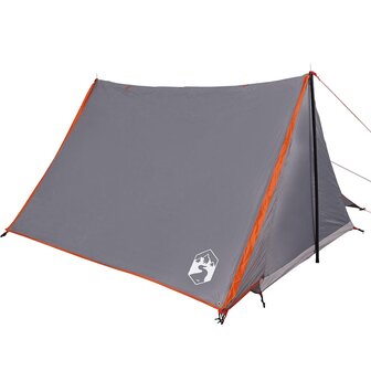 Tent 2-persoons waterdicht grijs en oranje 4