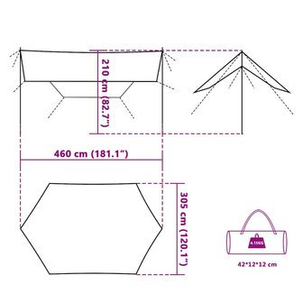 Kampeerluifel waterdicht 460x305x210 cm groen 9