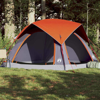 Tent 4-persoons waterdicht grijs en oranje 1