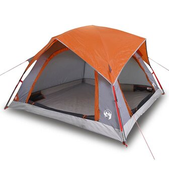 Tent 4-persoons waterdicht grijs en oranje 2