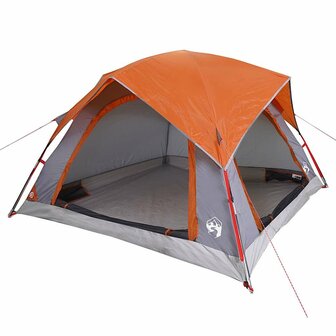 Tent 4-persoons waterdicht grijs en oranje 3