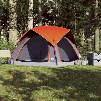 Tent 4-persoons waterdicht grijs en oranje 4
