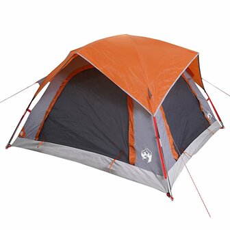 Tent 4-persoons waterdicht grijs en oranje 5