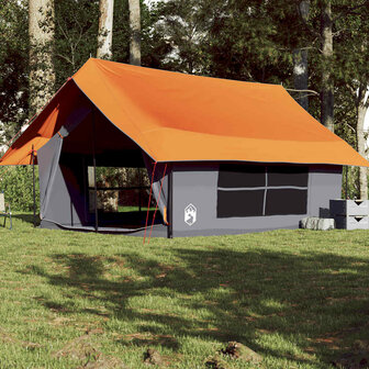 Tent 5-persoons waterdicht grijs en oranje 1