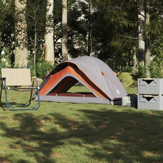 Tent 1-persoons waterdicht grijs en oranje 1