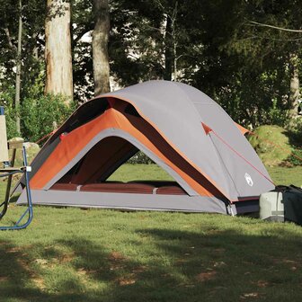 Tent 1-persoons waterdicht grijs en oranje 4
