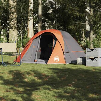 Tent 4-persoons waterdicht grijs en oranje 1