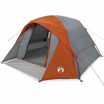 Tent 4-persoons waterdicht grijs en oranje 2