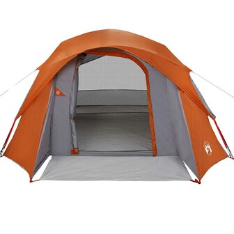 Tent 4-persoons waterdicht grijs en oranje 5