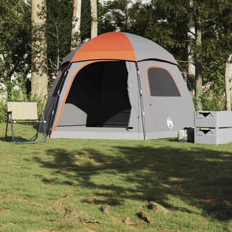 Familietent iglo 6-persoons waterdicht grijs en oranje 1