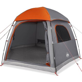 Familietent iglo 6-persoons waterdicht grijs en oranje 2