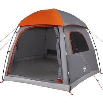 Familietent iglo 6-persoons waterdicht grijs en oranje 3