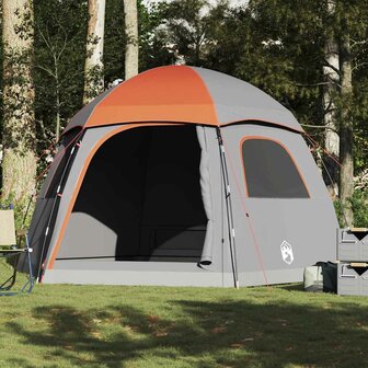 Familietent iglo 6-persoons waterdicht grijs en oranje 4