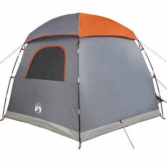 Familietent iglo 6-persoons waterdicht grijs en oranje 7