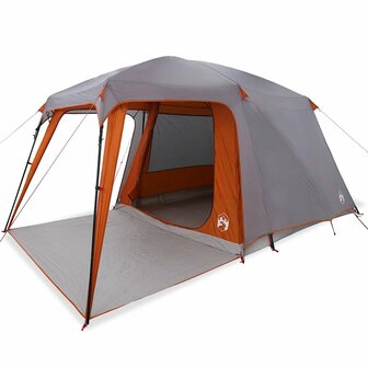 Kampeertent met verandakoepel 5persoons waterdicht grijs oranje 2
