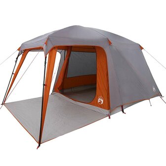 Kampeertent met verandakoepel 5persoons waterdicht grijs oranje 4