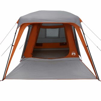 Kampeertent met verandakoepel 5persoons waterdicht grijs oranje 5