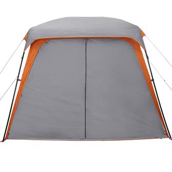 Kampeertent met verandakoepel 5persoons waterdicht grijs oranje 6