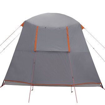 Kampeertent met verandakoepel 5persoons waterdicht grijs oranje 8