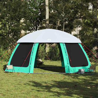 Zwembadtent uitneembare buiten- gaaswanden 612x612 cm zeegroen 4