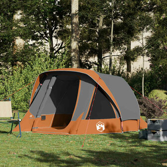 Tent 4-persoons waterdicht grijs en oranje 1
