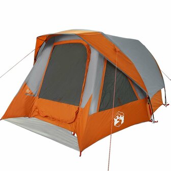 Tent 4-persoons waterdicht grijs en oranje 4