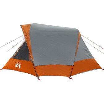 Tent 4-persoons waterdicht grijs en oranje 7