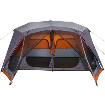 Tent 10-persoons waterdicht snelontgrendeling grijs en oranje 5
