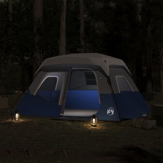 Tent met LED 6-persoons snelontgrendeling lichtblauw 3