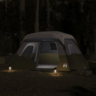 Tent met LED 6-persoons snelontgrendeling lichtgroen 3