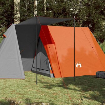 Tent 3-persoons waterdicht grijs en oranje 1