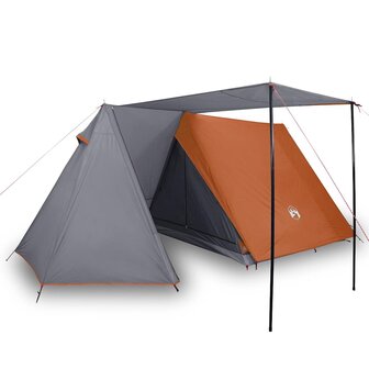 Tent 3-persoons waterdicht grijs en oranje 2
