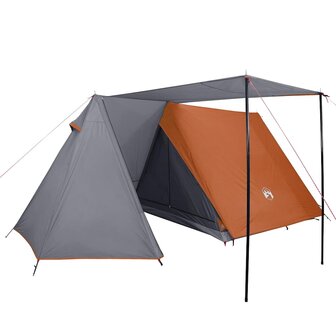 Tent 3-persoons waterdicht grijs en oranje 4
