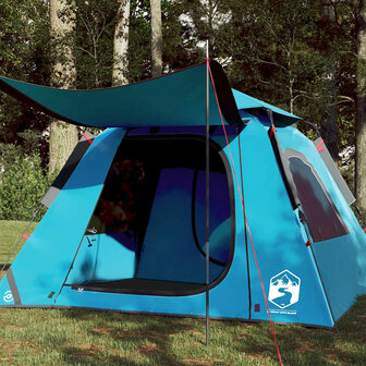 Koepeltent 4-persoons snelontgrendeling blauw 1