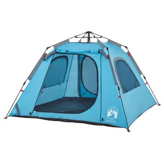 Koepeltent 4-persoons snelontgrendeling blauw 5