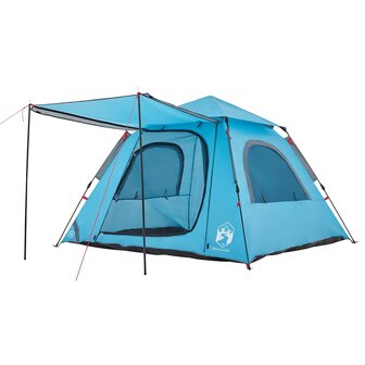 Koepeltent 4-persoons snelontgrendeling blauw 8