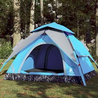 Koepeltent 3-persoons snelontgrendeling blauw 1