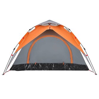 Koepeltent 3-persoons snelontgrendeling grijs en oranje 8