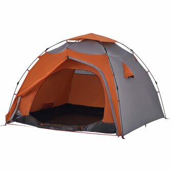 Koepeltent 4-persoons snelontgrendeling grijs en oranje 4