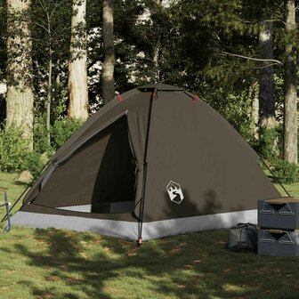 Koepeltent 4-persoons waterdicht bruin 1