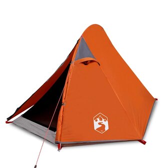Koepeltent 2-persoons waterdicht grijs en oranje 2