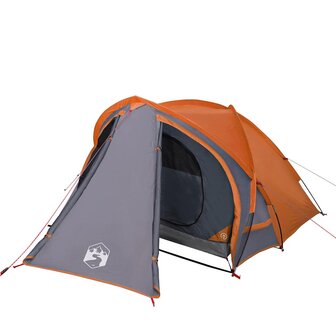 Koepeltent 2-persoons waterdicht grijs en oranje 4