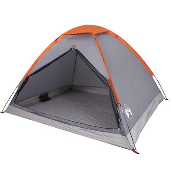 Koepeltent 4-persoons waterdicht grijs en oranje 3