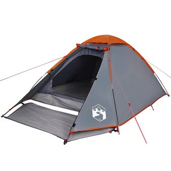 Koepeltent 2-persoons waterdicht grijs en oranje 3