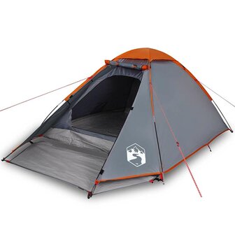 Koepeltent 4-persoons waterdicht grijs en oranje 2