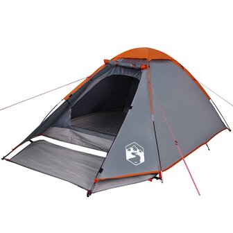 Koepeltent 4-persoons waterdicht grijs en oranje 4