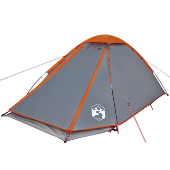 Koepeltent 4-persoons waterdicht grijs en oranje 5