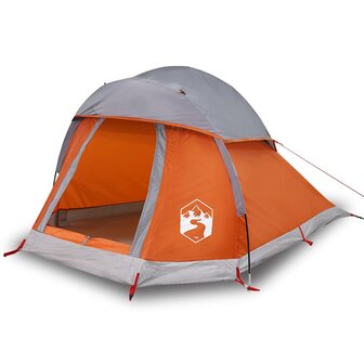 Koepeltent 1-persoons waterdicht grijs en oranje 2