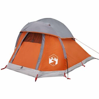 Koepeltent 1-persoons waterdicht grijs en oranje 5